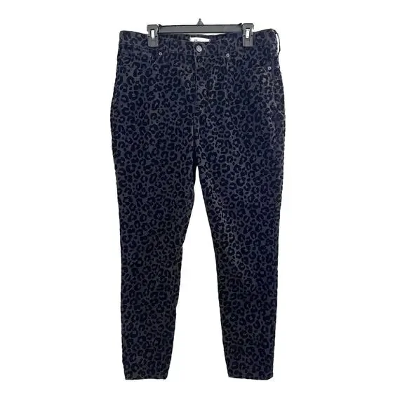 Madewell 9" Mid-Rise Skinny Jeans: Flocked Leopard Animal Edition sz 31 Mob Wife - Picture 4 of 11